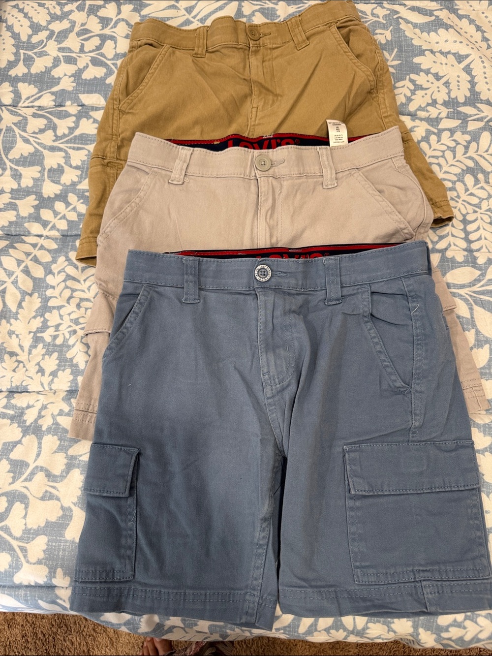 Levis Boys Cotton Cargo Shorts - Blue, Khaki, Tan size 10